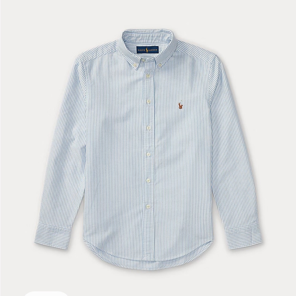Polo Ralph Lauren Striped Cotton Oxford Shirt white blue